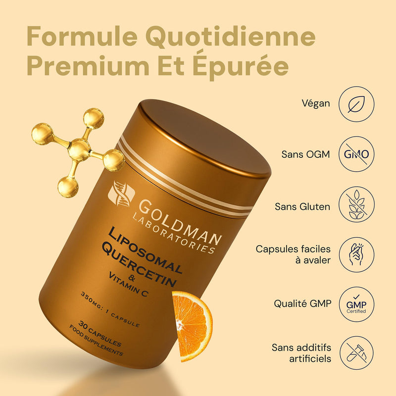 Liposomal Quercetin Supplement 250mg - 30 High Absorption Vegan Capsules with Vitamin C for Immune System & Antioxidant Support - Advanced Flavonoid Complex for Seasonal Wellness