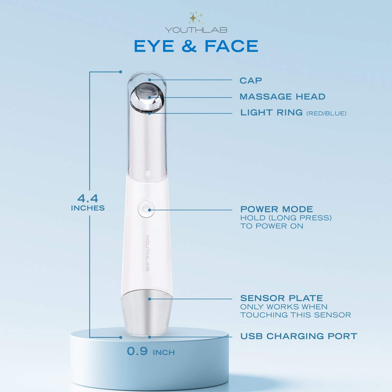 Eye & Face Wand/Tool – Heated Eye Wand with Vibration for Puffiness, Tired Eyes, Brighter Under Area, Redness Relief, Product Absorption, Smoother Skin & Relaxing Massage White