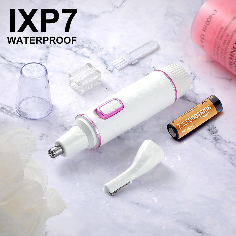 [Australia] - Nose Hair Trimmer Women, Nose Hair Trimmer Ear Hair Trimmer, 2 in 1 Professional Painless Nose and Facial Hair Trimmer, Dual Edge Blades, IPX7 Waterproof, Easy Cleaning White 