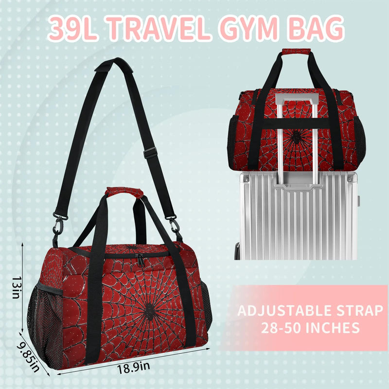 39L Duffle Bag for Travel Carry on Bag for Men Women Foldable Sport Gym Tote Bag Waterproof Overnight Weekender Bag with Side Pocket Web color 5