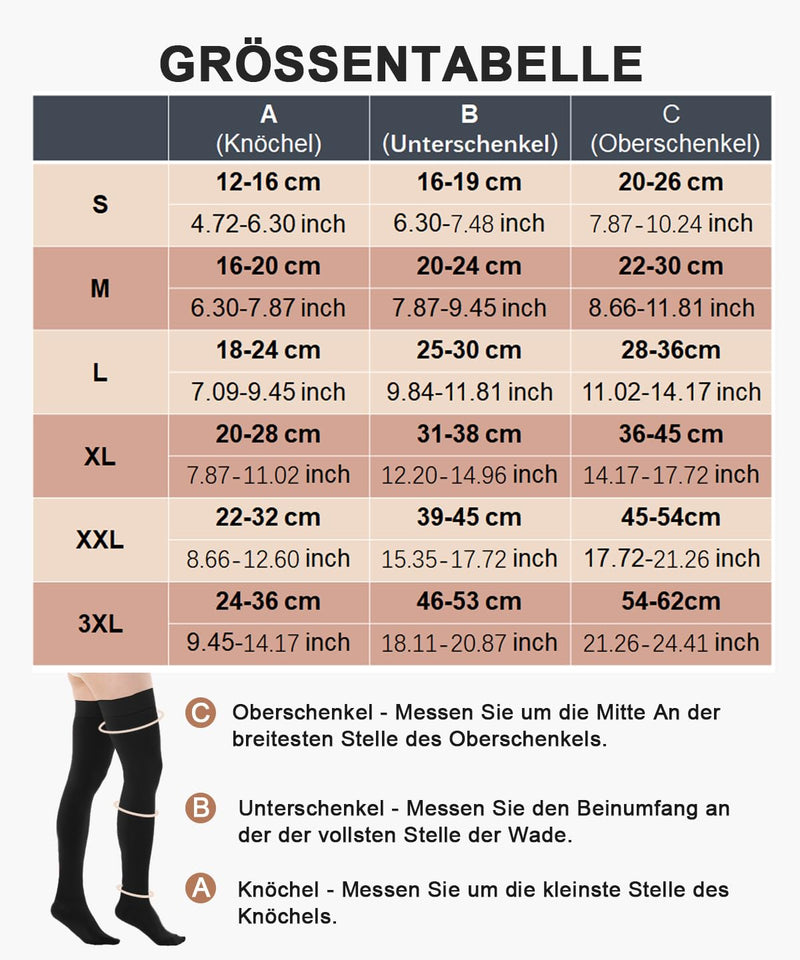[Australia] - 20-30 mmHg Medical Compression Stockings Women & Men Class 2, Closed Toe Long Support Stockings Thrombosis Stockings with Silicone Band for Varicose Veins Edema Flight S Black 