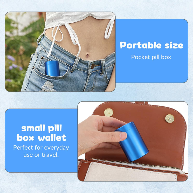 Small Pill Case Metal Portable Aluminium Alloy Round Pill Box Container Waterproof Pocket Medicine Box Holder Organizer Travel Camping Daily Outdoor Supplements Bottle for Vitamin Fish Oils