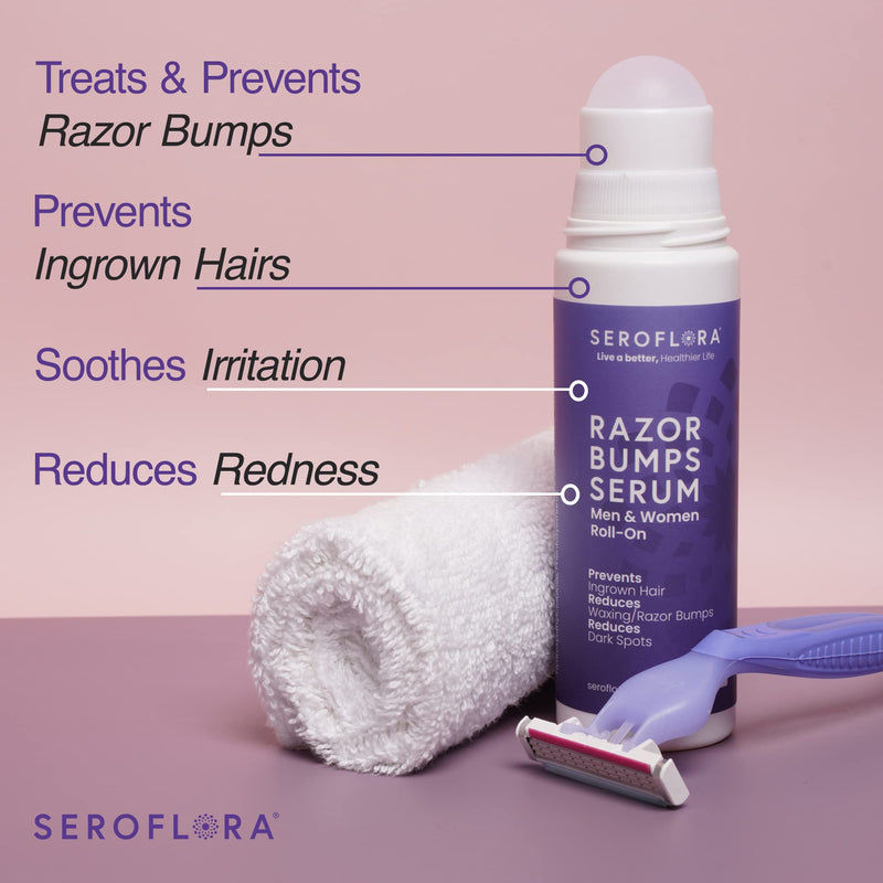 [Australia] - Seroflora Razor Bumps Treatment for Women - Ingrown Hair Treatment - Razor Bump for Bikini Area - After Shave & Waxing - Roll-On-Face, Legs, Body (3.5floz) 