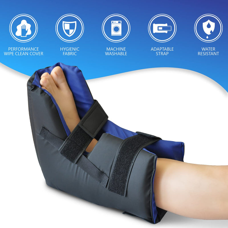 [Australia] - NYOrtho Pressure Relief Heel Boot with Cooling Gel Pack – Foot & Ankle Support Cushion for Pressure Sores, Ulcers, Bedsores, Injury Recovery – Offloading Pillow for Pain Relief – Made in USA Performance Cover Average Adult | Single Boot 