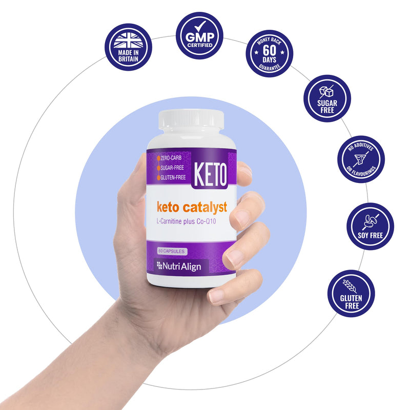 Nutri-Align Keto Catalyst: L-Carnitine & CoQ10 | Supports Natural Ketosis, Fat Burning & Energy | No Exogenous Ketones | Keto Diet Supplement for Men & Women | 60 Capsules