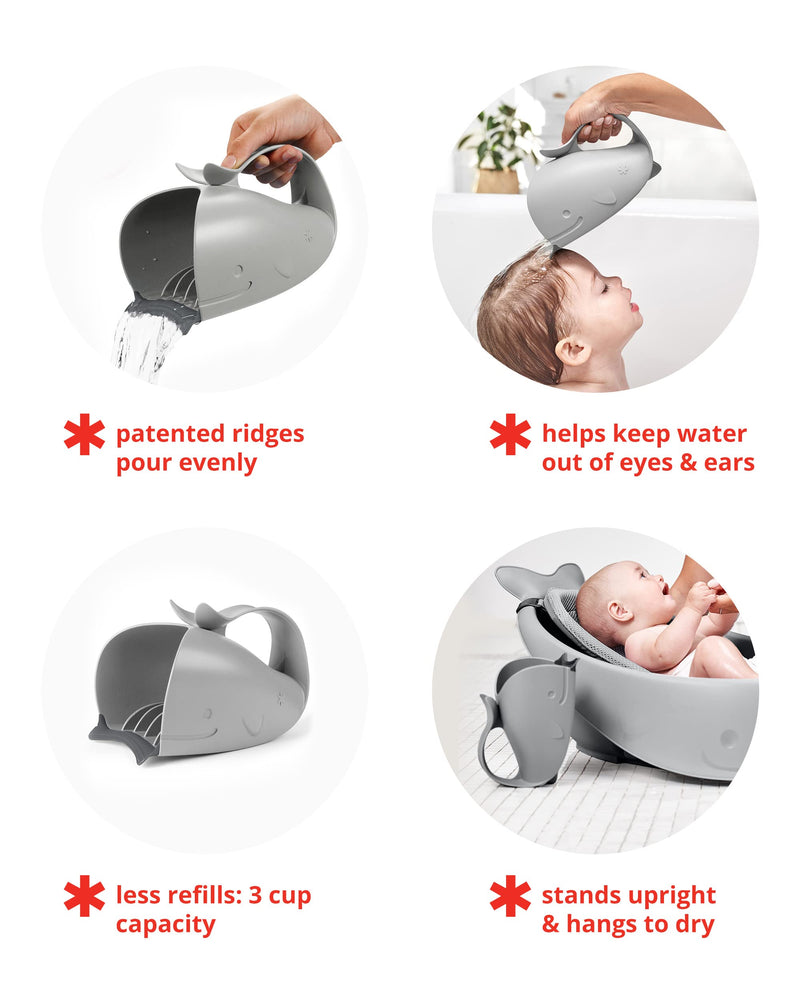 [Australia] - Skip Hop Baby Bath Rinse Cup, Moby Tear-free Waterfall Rinser, Grey 