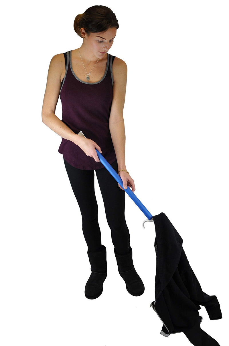 [Australia] - Blue Jay An Elite Healthcare Brand Get Dressed Dressing Aid Foam Handle for undergoing Recovery People with No Stretching Shoehorn Dressing Aid | Rounded S Plastic top Hook 2-in-1 Tool | 24 inch 