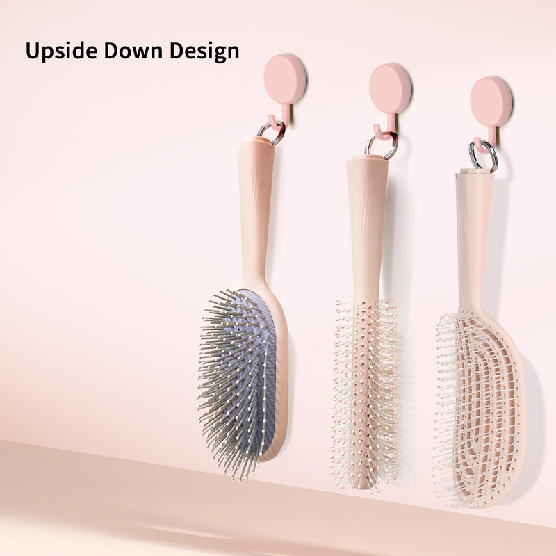 Hair Brush Set, Professional Styling Tools with Combs and Accessories, Pink, Gift Box Included (Pink Brush+Pink Comb) Pink Brush+Pink Comb
