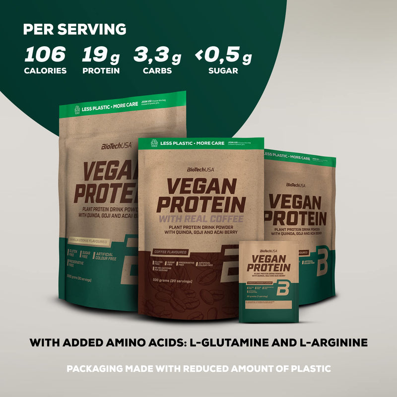 BioTechUSA Vegan Protein | Rice and Pea-Based Shake with Superfoods and Amino Acids | Sugar, Lactose, and Gluten-Free, 500 g, Chocolate-Cinnamon