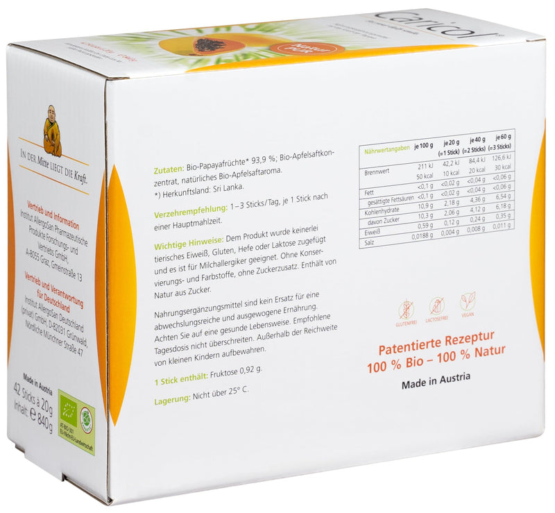 [Australia] - Caricol | 100% natural ingredients in organic quality | With Papain | Easy to dose | 42 sticks of 20 g each (840 g) 