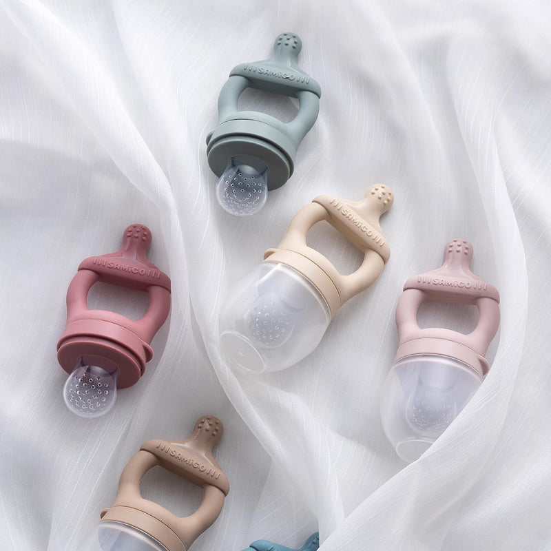 [Australia] - SAMiGO Baby Food Fruit Feeder and Breastmilk Popsicle Mold Set, Silicone Fruit Teether, Food Feeder Pacifier for Teething Relief, Freezer Tray, Baby Feeding Essentials, 4 Months+ Forest 