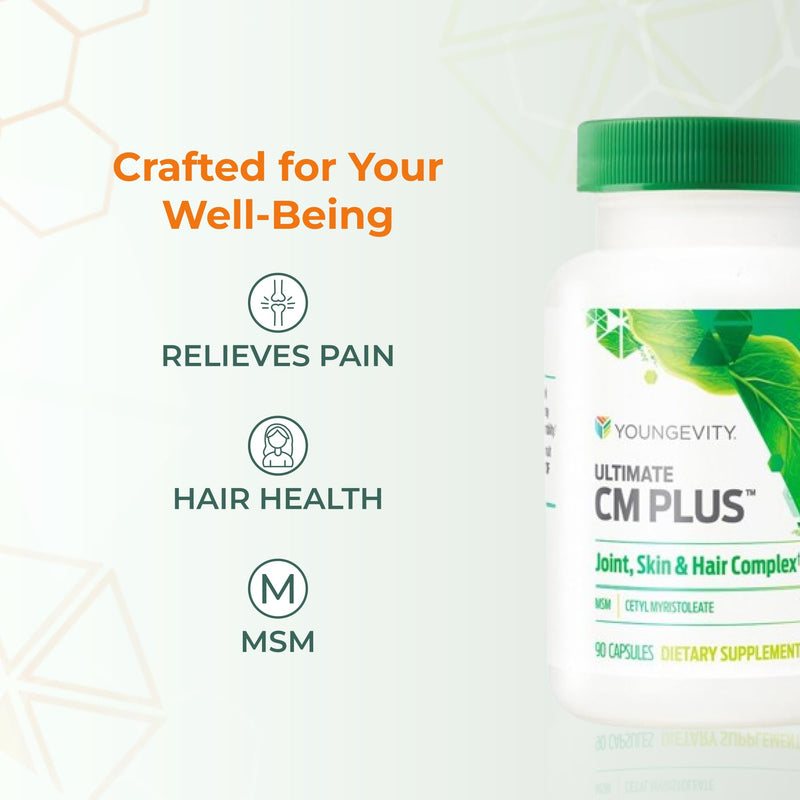 Youngevity Ultimate CM Plus MSM & Cetyl Myristoleate Bone Support, 90 Caps | Patented CMComplex, MSM, cetyl myristoleate, bone support, muscle health, healthy exercise support, daily use, 90 capsules