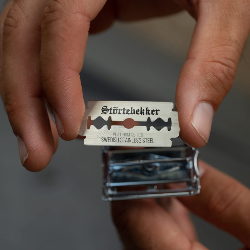 [Australia] - Störtebekker® Premium - 100 sharp razor blades for safety razors and straight razors - made of Swedish stainless steel - suitable for sensitive skin - including high-quality packaging 