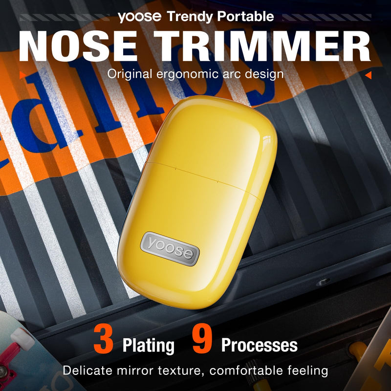 [Australia] - yoose Nose Hair Trimmer, Alloy Portable Painless Nose Hair Trimmer for Men Women, IPX7 Waterproof, Travel Size, USB-C Rechargeable Nose Trimmer with Dust Protection Cap, Dual Edge Blade, Yellow Racing Yellow 
