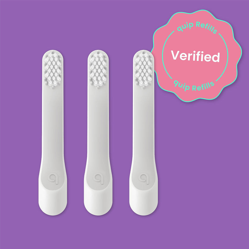 [Australia] - quip Sonic Toothbrush Replacement Heads for Kids - 3 Pack - Verified quip Small Brush Head Refills for Electric Toothbrushes - Soft Bristles, Compact & Flexible - Last 3 Months Each 