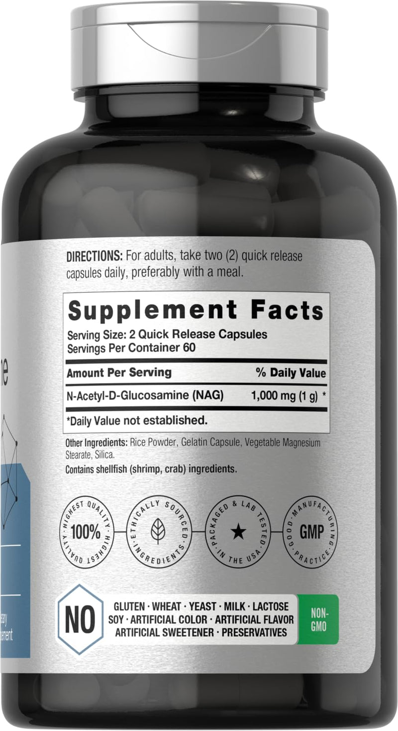 [Australia] - Horbaach N-Acetyl Glucosamine 1000 mg | 120 Capsules | N-A-G Supplement Pills | Non-GMO & Gluten Free 