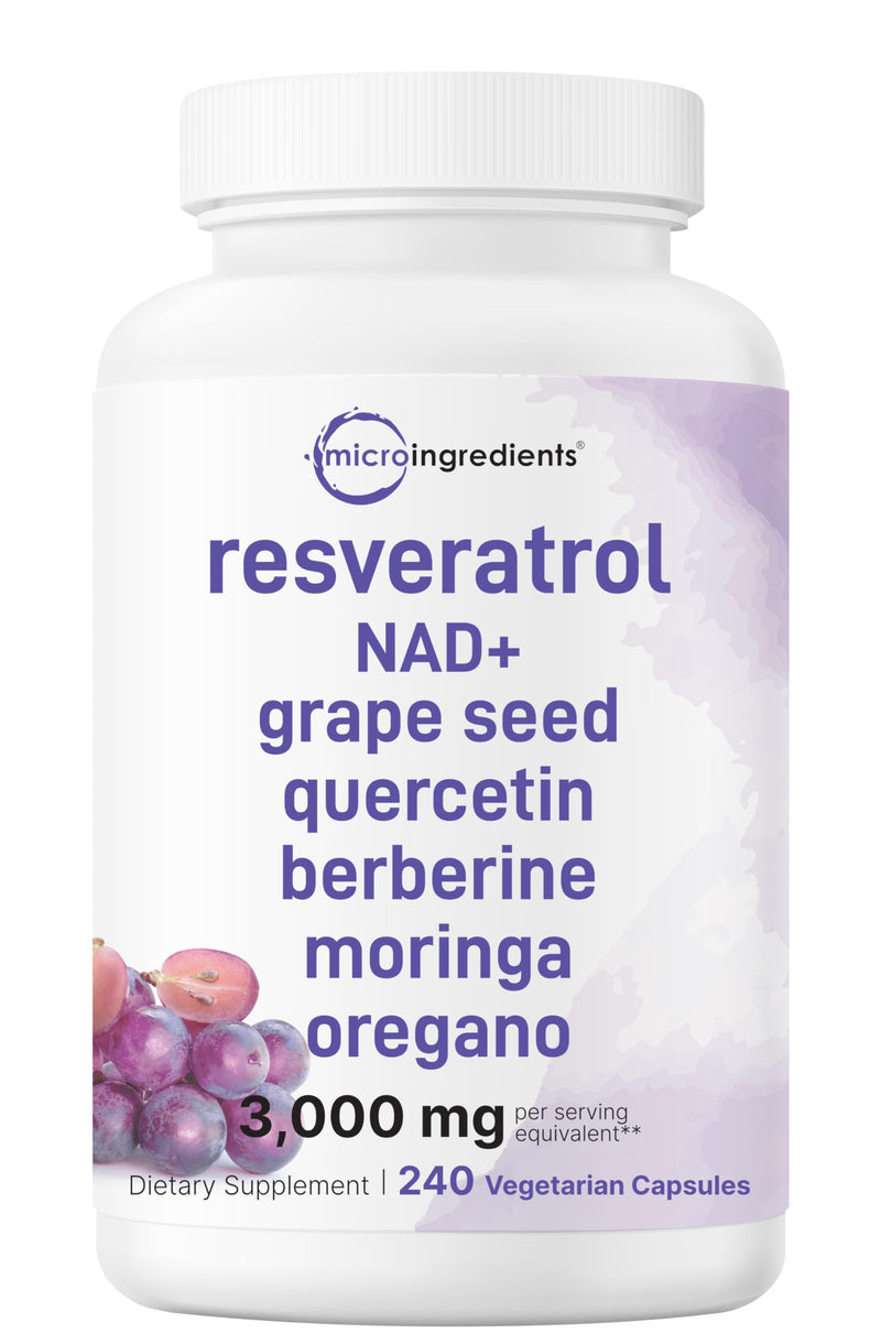 Micro Ingredients Vitamin D3 5,000iu + K2 100mcg Softgels & Resveratrol NAD Supplements 3,000mg Veggie Capsules | 2 Pack Bundle | D & K Sunshine Vitamins | Antioxidant Blend with Quercetin & Berberine