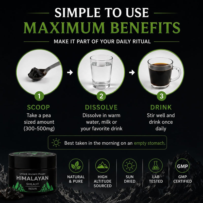 The Organic Vital Himalayan Shilajit Resin – Natural Energy and Vitality Support for Men and Women - 20g - Pure Mineral Supplement for Stamina & Brain Health