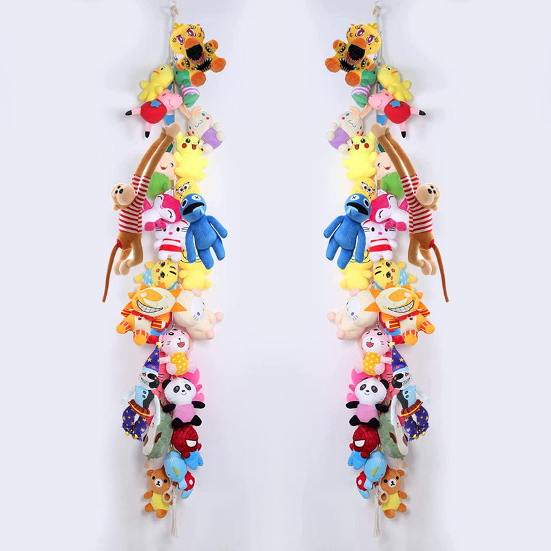 [Australia] - 80" Cotton Hanging Storage Chain For Stuffed Animals Storage with 20 Metal Clips Stuffed Animal Display Holder Chain for Wall or Corner Nursery Play Room 