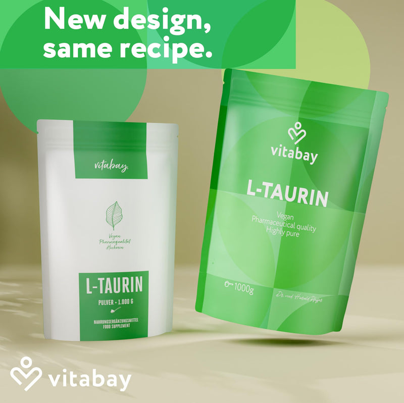 Vitabay Taurine Powder 1Kg - Pure Vegan Powder - Ideal Instead of Taurine Capsules - Without Additives 1000 grams (1 Pack)