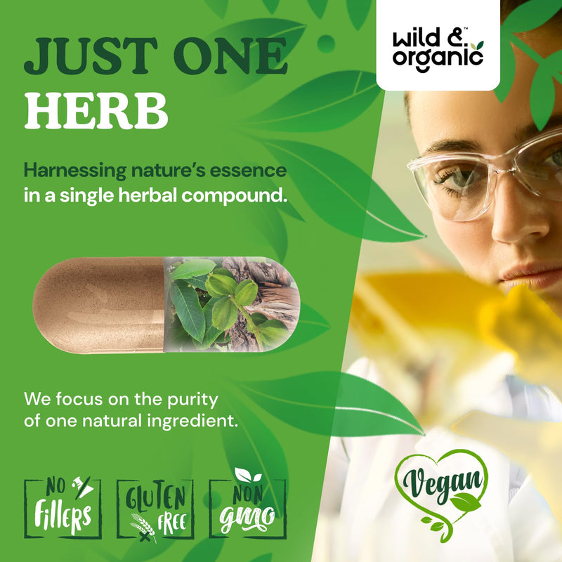 [Australia] - Wild & Organic Arjuna Capsules - Overall Support - Arjuna Bark Powder Supplement - 90 Herbal Capsules - 90 Days of Supply - Terminalia Bark & Leaf Extract - Vegan, No Fillers, Non-GMO 