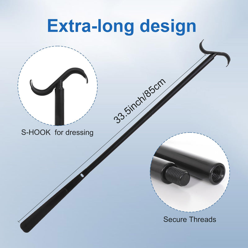 Shoulder Wand - Rotator Cuff Exercise Equipment for Physical Therapy and Rehabilitation - Portable Shoulder Stretcher Stick with Hook, 33.5", Sturdy and Black - Exercise Wand for Shoulders.