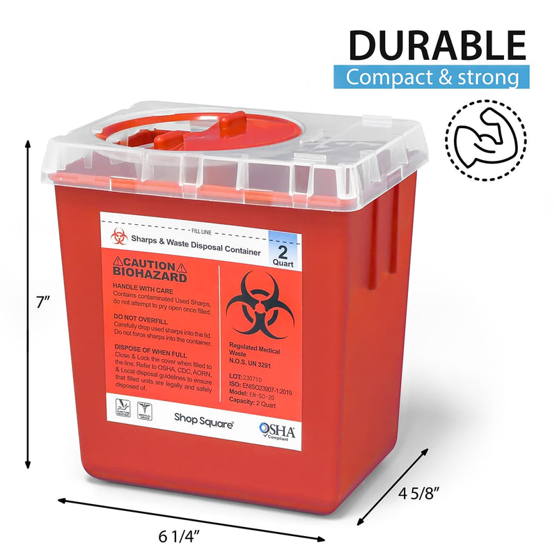 [Australia] - Sharps Containers for Home and Professional Use, 2 Quart Needle Disposal (3-Pack), Syringe Disposal for Home, Biohazard Containers 