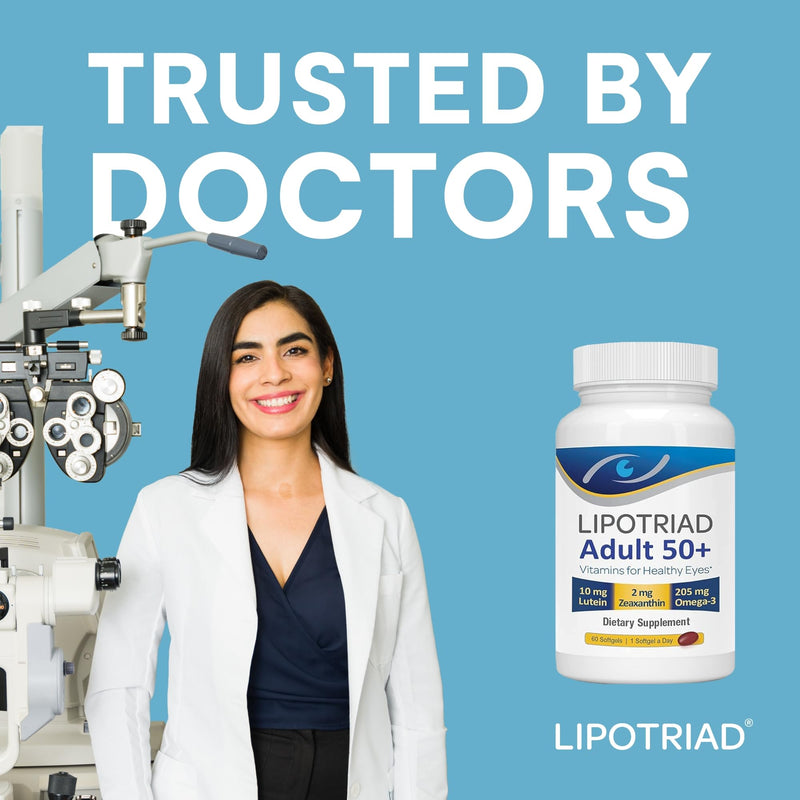 Lipotriad Adult 50+ Eye Vitamin and Mineral Supplement, 90 Softgels | Daily Supplement with Lutein, Zeaxanthin & Omega 3 for Healthy Eyes (90-Day Supply) 90 Count (Pack of 1)