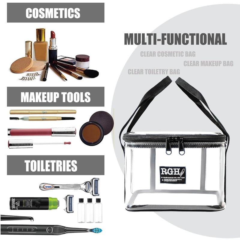 Rough Enough Clear Makeup Toiletry Bag Cosmetic Organizer Large for Travel Women Bundle Set