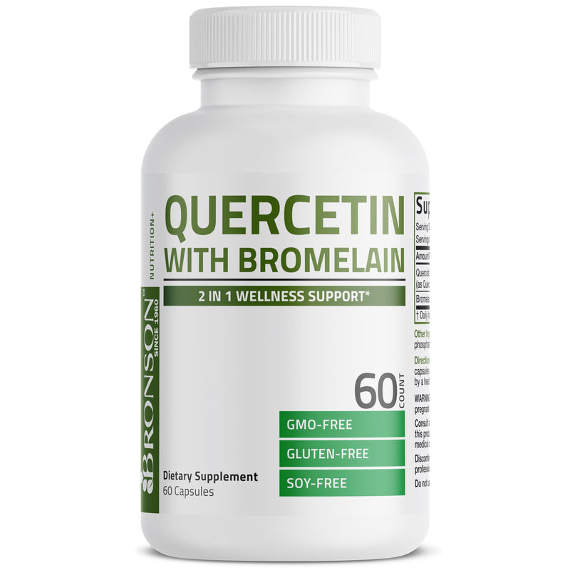 Bronson Quercetin with Bromelain 2-in-1 Wellness Support, 60 Capsules | Antioxidant & Immune Support, Non-GMO, Gluten-Free & Soy-Free 60 Count (Pack of 1)