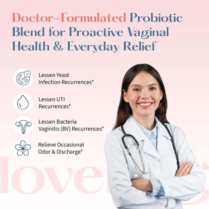 [Australia] - Lovebug V-Best Vaginal Probiotics - 90 Billion CFU Womens Probiotic for PH Balance, Urinary Tract Health, BV & Odor, Probiotics for Women with Lactobacillus Acidophilus, Rhamnosus GG, Reuteri - 60 Ct 