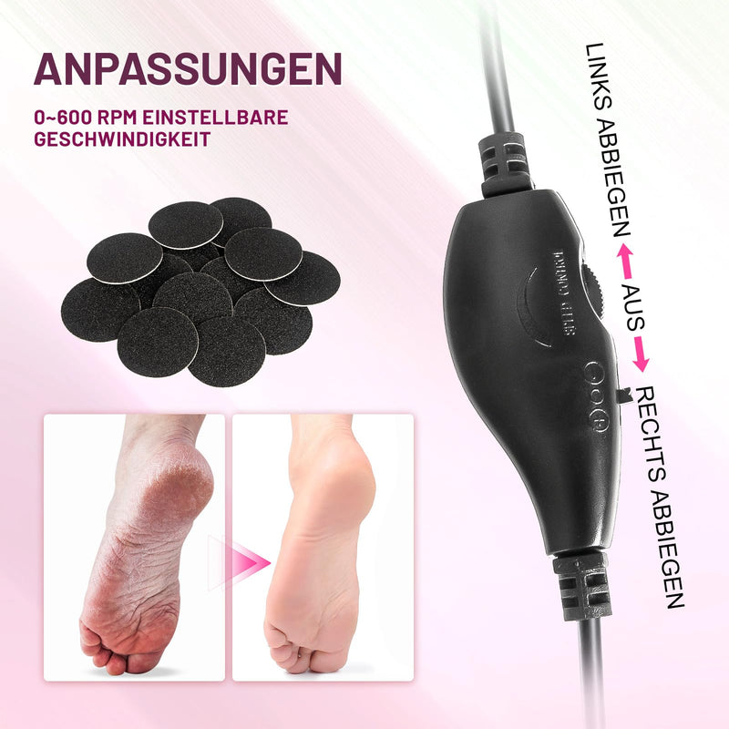 [Australia] - AORAEM Electric Callus Remover, Adjustable Speed Pedicure Set, Professional Callus Removal Foot for Dead Skin Dry Skin Cracked Heels Calluses, with 60 Replacement Sanding Pads 