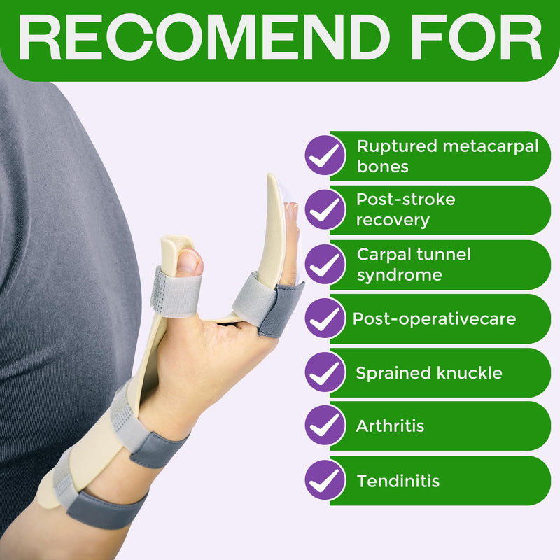 Resting Hand Splint for Stroke Recovery – Night Wrist & Finger Brace for Flexion Contractures, Arthritis, Carpal Tunnel Relief – 5-Finger Stabilizer with Exercise Band & Instructions (Large Right)