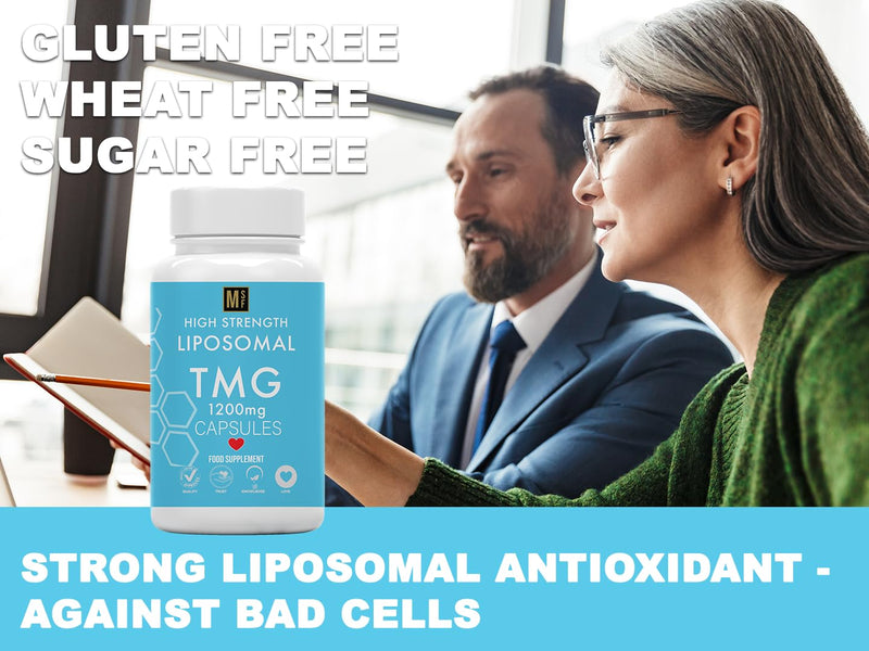 TMG 120 Capsules (1200mg) 99% Pure Trimethylglycine Supplement as Betaine | High Strength 1-A-Day | 4 Months Supply | Liver Heart Health | Liposomal Delivery for Max Absorption, Longevity, Vegan