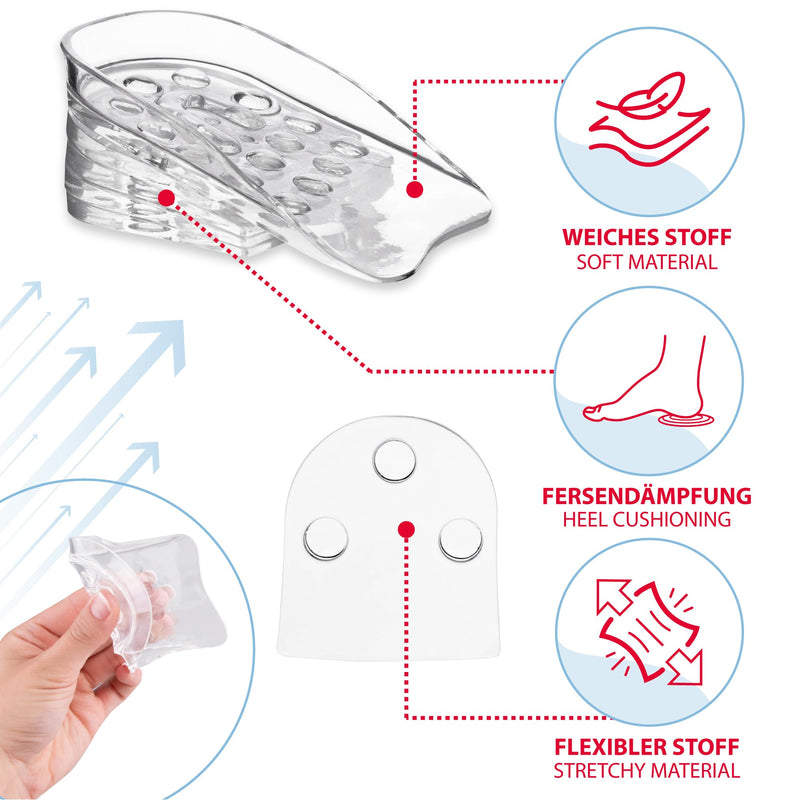 [Australia] - SULPO Shoe Insoles Increase - Height Increase Insoles - Insoles Men's Shoes for Heel Increase - Increase Heel Cushion - Height Increase Insoles - Heel Pads - Heel Wedge - Height Adjustable Transparent 