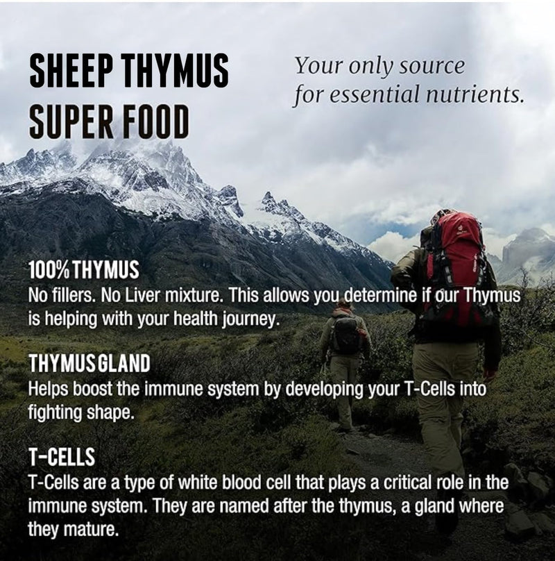 Grass Fed Thymus - New Zealand Sourced Thymus. 3,000mg per Serving, 200 Count