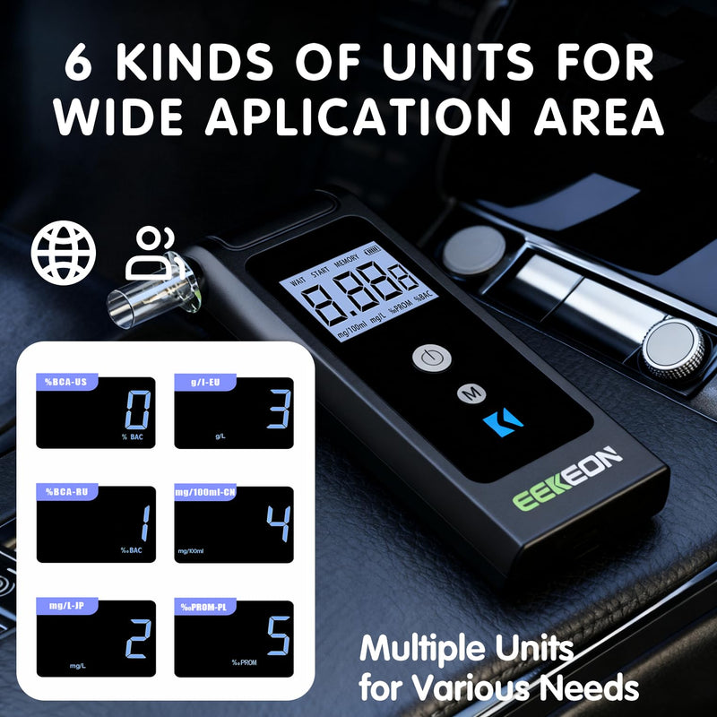 Breathalyzer, Fuel Cell Breathalyzer for Alcohol, Personal Alcohol Breathalyzer Tester for Home with 10 Mouthpieces (Black 2) Black 2