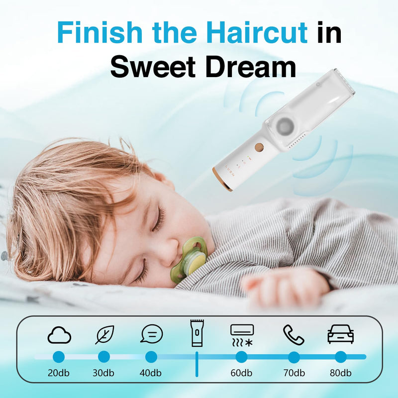 [Australia] - Baby Hair Clippers with Vacuum, Quiet Hair Trimmers for Kids, IPX7 Waterproof Rechargeable Cordless Haircut Kit for Baby Children Infant White Vacuum 