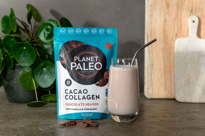 Planet Paleo Marine Collagen with Cacao (285g, 30 Servings) - MSC Certified, Wild Caught Marine Collagen | Type 1 Collagen, Protein-Rich, for Healthy Skin, Hair and Nails, Tissue Repair