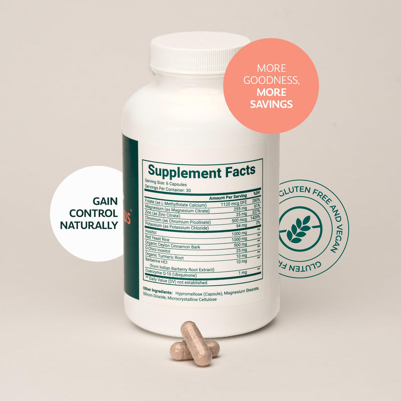 Inositol Plus Supplement for Women | Ovarian Health, Hormone Balance, Fertility, Ovulation | 40:1 Myo-Inositol D-Chiro & 12 Ingredients | Developed by Medical Doctor | 120 Capsules