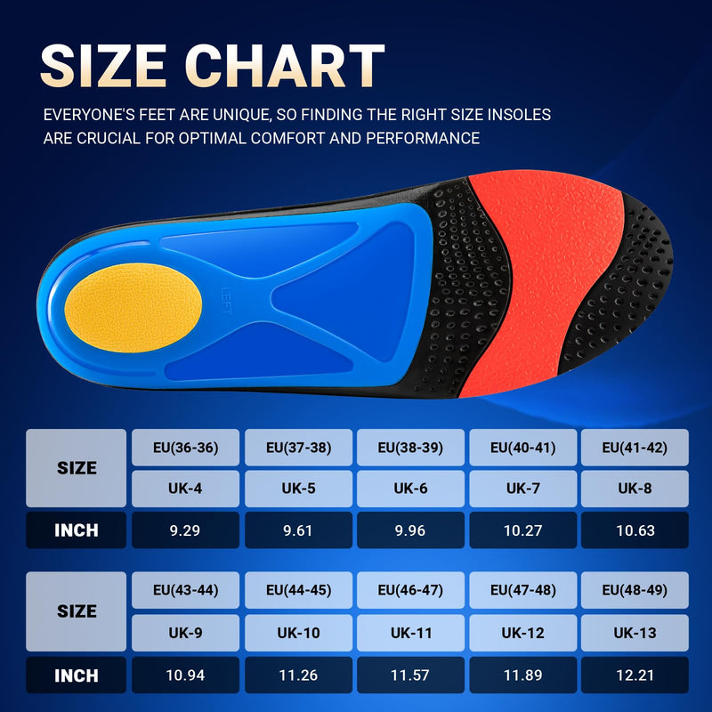 [Australia] - DACAT orthopedic insoles, heel spur insoles, shoe insoles, arched splayfoot for plantar fasciitis, flat feet, work shoes, insoles, sports for men and women, EU (41-42), blue, EU (41-42), 27.0 cm 