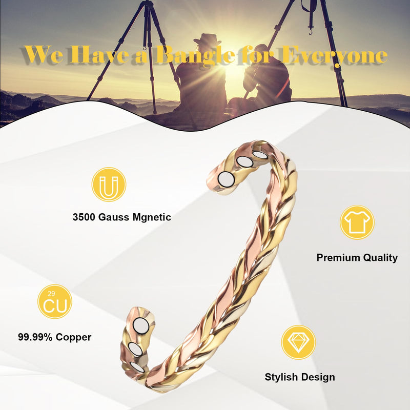 [Australia] - Copper Bracelet for Women & Copper Ring, Set Pure Copper Adjustable Braid Bracelet with Magnets, Mother's Day Jewelry Presents(1004 0169R) 