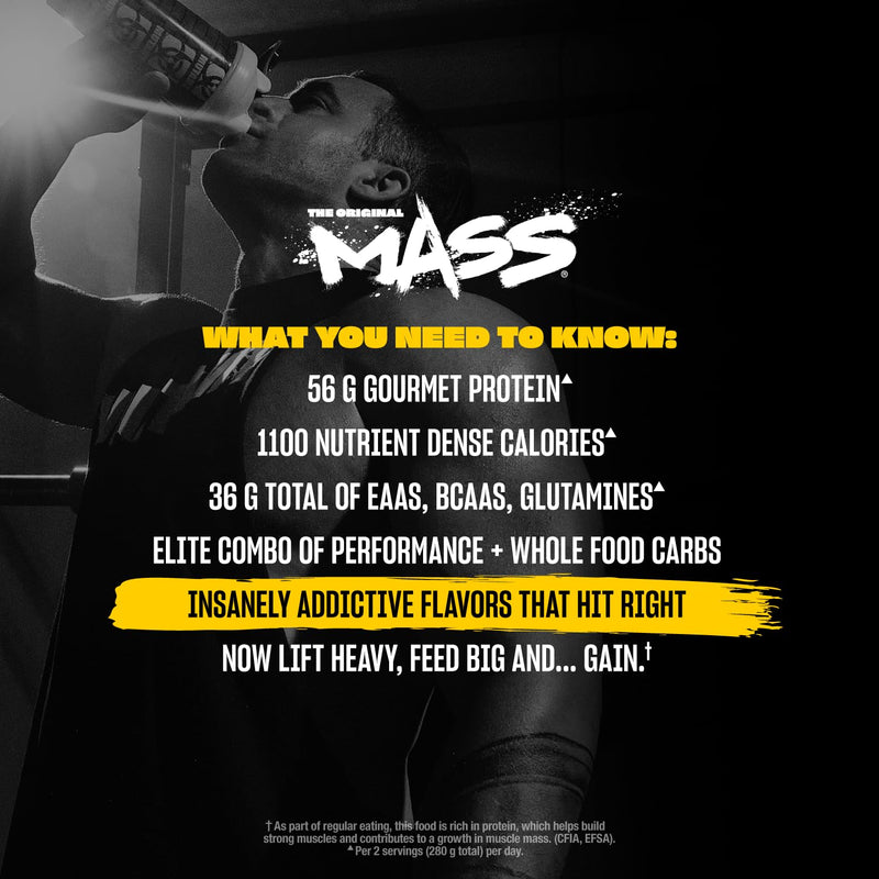 MUTANT Mass | Muscle Mass Gainer | 1100 Calories, 56g Protein, Whole Food Carbs, BCAAs, and Glutamine | Ultimate Hardcore Weight Gainer Shake | (2270g) | (Strawberry Banana)
