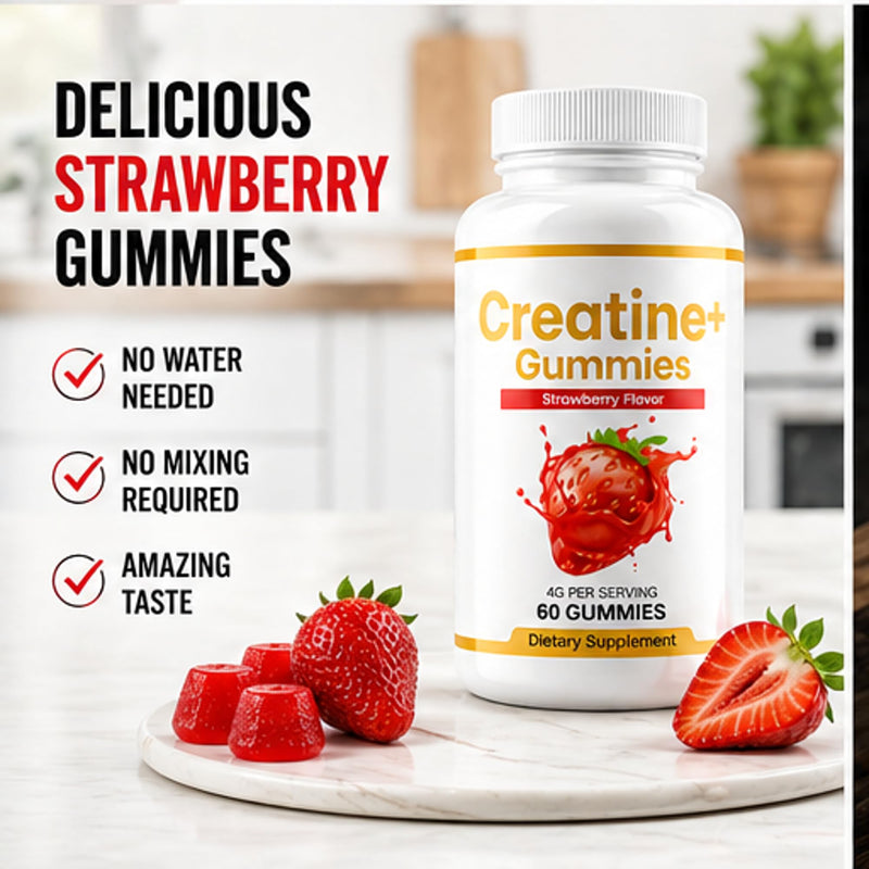Beast & Bulk Creatine Gummies – Creatine Monohydrate Supplement for Muscle Strength, Power & Recovery – No Powder or Shaker – Strawberry Flavour Vegan Gummies – 60 Count – Made in UK