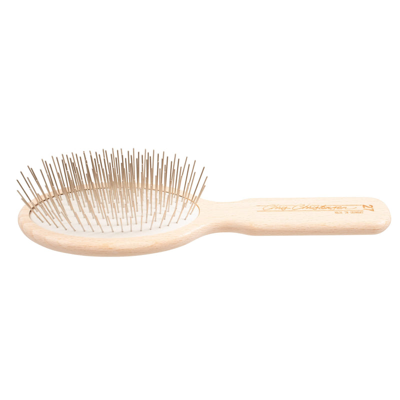 Chris Christensen Ice on Ice Detangle and Finishing Spray + 27mm Oval Original Series Brush: Adds Elasticity & Strength - Stainless Steel Pins, White - PawsPlanet Australia
