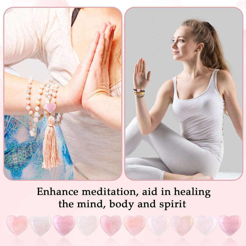 [Australia] - Gerrii 50 Pcs Heart Healing Stone Bulk Quartz Heart Rose Quartz Inspirational Stones Mother Day Gift for Women Love Pocket Polished Natural Energy Balancing Meditation 0.8 Inch 