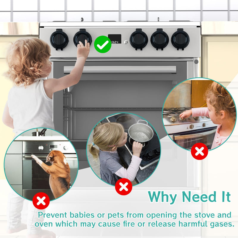 [Australia] - Stove Knob Covers for Child Safety,AOSITE 5 Pack Upgraded Gas Knob Covers for Kids Stove Guard with Strong Adhesive, Durable Design Childproof Oven Knob Locks for Babies and Pets,No Screws or Drill Black 