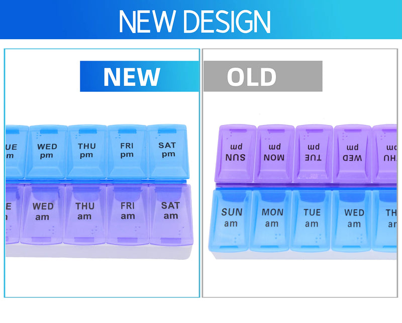 [Australia] - 7 Day Weekly AM PM Pill Organizer, ShysTech Large Pill Case Pill Box for Pills Vitamin Supplements Medication (Purple/Blue) 1 Count (Pack of 1) Purple/Blue 