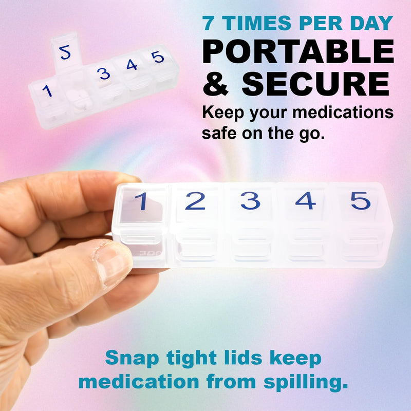 e-Pill Daily 5 Times A Day Pill Organizer, Vitamin and Medicine Pill Box - Clear
