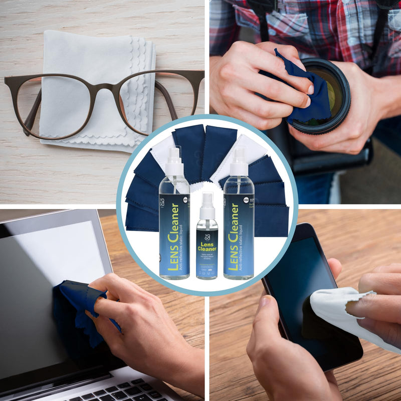 [Australia] - Lens Cleaner Spray 2 2oz Eyeglass Cleaner, with 5 Microfiber Cloths Kit Ammonia and Streak Free Safe for Eyewear and Electronics Small 